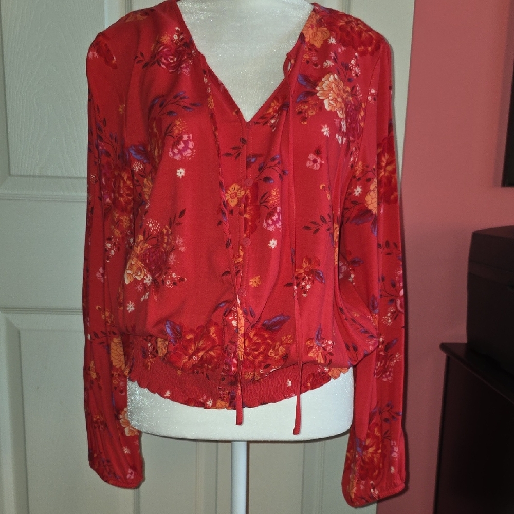 Floral Red Women's Top